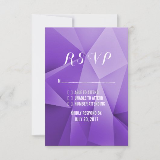 Amethyst Jewel Tones Wedding RSVP Card Karte (Vorderseite)