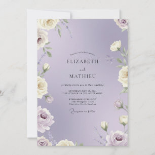 Amethyst-Kamelien-Eukalyptus-Hochzeit Einladung