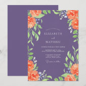 Amethyst-Korallen-Hochzeit Einladung (Vorne/Hinten)