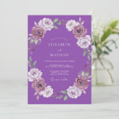 Amethyst-Kranz-Hochzeit Einladung (Stehend Vorderseite)