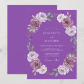 Amethyst-Kranz-Hochzeit Einladung (Vorne/Hinten)