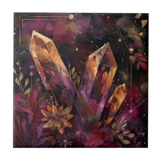 Amethyst-Kristall-Galaxie-Himmelsmuster Fliese (Vorderseite)