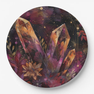 Amethyst-Kristall-Galaxie-Himmelsmuster Pappteller