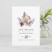 Amethyst-Kristall-Hochzeitsfoto Save The Date (Stehend Vorderseite)