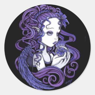 "Amethyst" Kristallball-Engels-Kunst-Aufkleber Runder Aufkleber