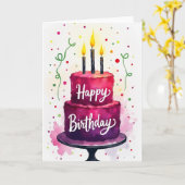 Amethyst-Kuchen-Geburtstagskarte Karte (Gelbe Blume)