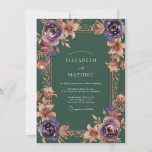 Amethyst Kupfer Bemalte Hochzeit Einladung