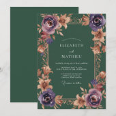 Amethyst Kupfer Bemalte Hochzeit Einladung (Vorne/Hinten)