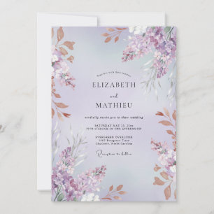 Amethyst-Kupfer-Laub-Hochzeit Einladung