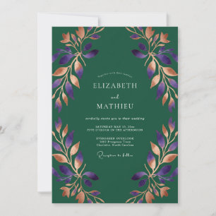 Amethyst-Kupfer-Reben-Hochzeit Einladung