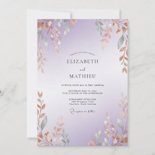 Amethyst Kupfer Zweig Eukalyptus Hochzeit Einladung