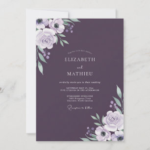 Amethyst Lavendel Wildblumen-Hochzeit Einladung