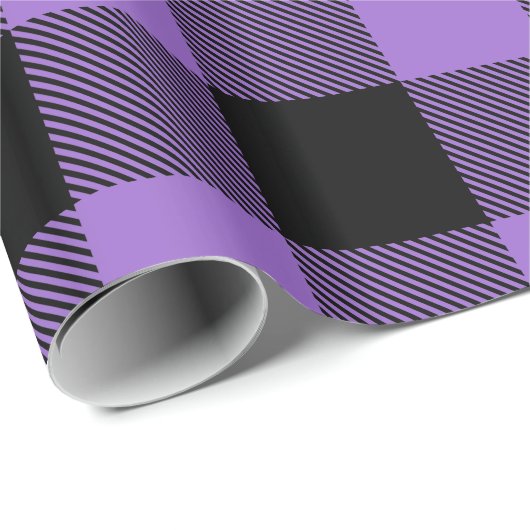Amethyst Lila Blk riesige Buffalo Kariert Lumberja Geschenkpapier (Rolleneckpunkt)