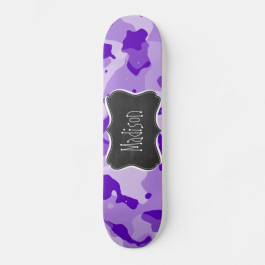 Amethyst Lila Camouflage; Camouflage; Chalkboard Skateboard (Vorderseite)