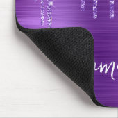 Amethyst Lila Drilling Glitzer Name Mousepad (Ecke)