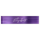 Amethyst Lila Foil Modern Brush Script Namensplakette (Vorderseite)