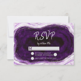 Amethyst Lila Geode Wedding RSVP Response Karte