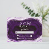 Amethyst Lila Geode Wedding RSVP Response Karte (Stehend Vorderseite)