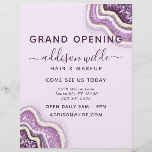 Amethyst Lila Glitter-Achat-Geode Geschäft Flyer