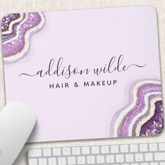 Amethyst Lila Glitzer Agate Geode Luxe Chic Mousepad