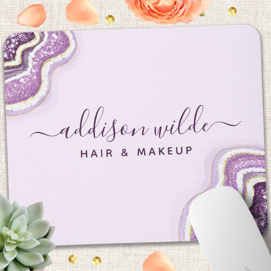 Amethyst Lila Glitzer Agate Geode Luxe Chic Mousepad