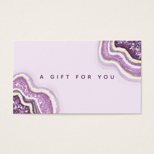 Amethyst Lila Glitzer Agate Geode Luxe Geschenkkar (Vorderseite)