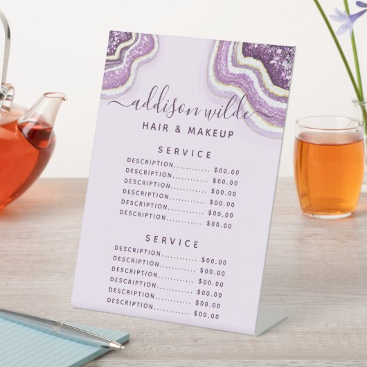 Amethyst Lila Glitzer Agate Geode Service Price Sockelschild (In Situ)