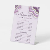 Amethyst Lila Glitzer Agate Geode Service Price Sockelschild (Vorderseite)