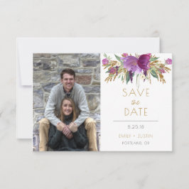 Amethyst Lila Gold Glitzer Foto Save the Date |