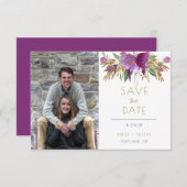Amethyst Lila Gold Glitzer Foto Save the Date | (Vorne/Hinten)