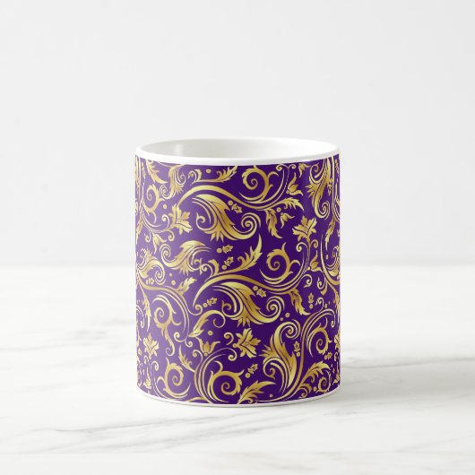 Amethyst Lila Golden Scrollwork Kaffeetasse (Mittel)