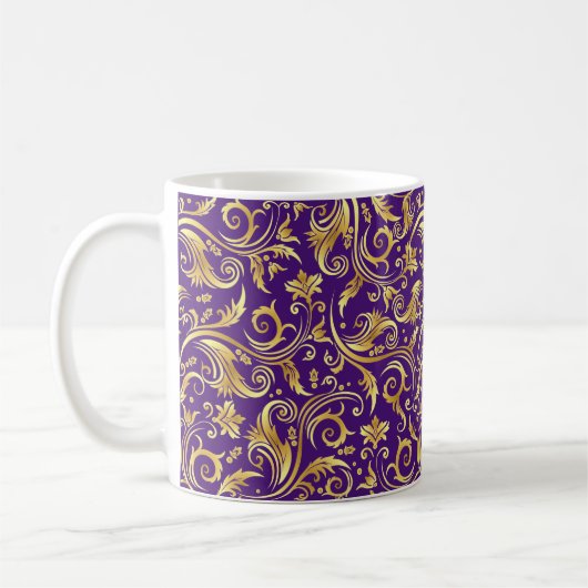 Amethyst Lila Golden Scrollwork Kaffeetasse (Links)