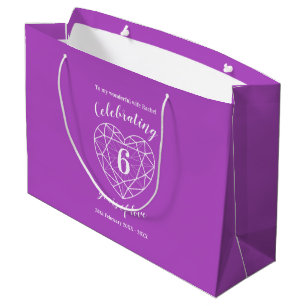 Amethyst lila Jubiläum 6 Jahre personalisiert Große Geschenktüte