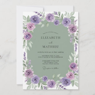 Amethyst-Lila-Kranz-Hochzeit Einladung