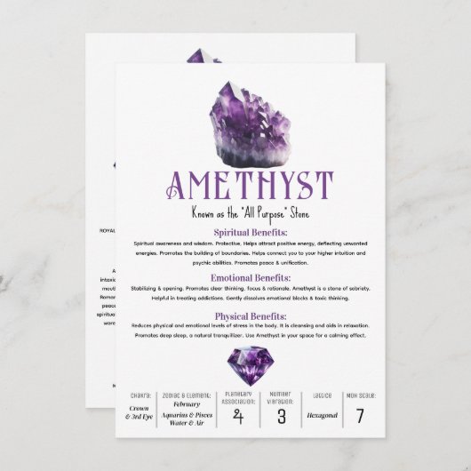 Amethyst Lila kristallische metaphysische Eigensch Einladung (Vorne/Hinten)