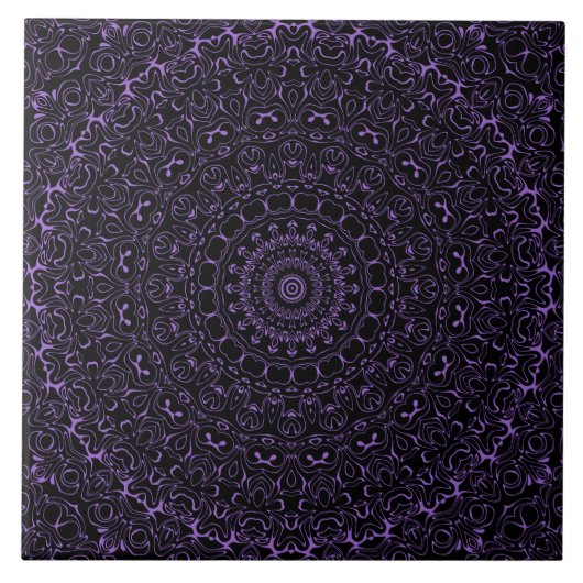 Amethyst Lila Mandala mit komplizierter Symmetrie Fliese (Vorderseite)