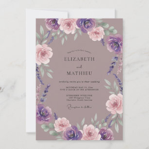 Amethyst Lila Mauve Pfingstrose Hochzeit Einladung