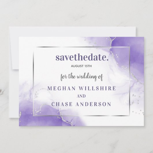 Amethyst Lila Minimalistisch Silver Einladung (Vorderseite)