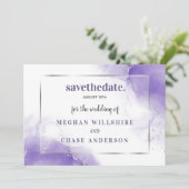 Amethyst Lila Minimalistisch Silver Einladung (Stehend Vorderseite)