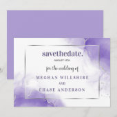 Amethyst Lila Minimalistisch Silver Einladung (Vorne/Hinten)