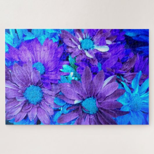 Amethyst Lila N Türkise Daisies Puzzle (Horizontal)