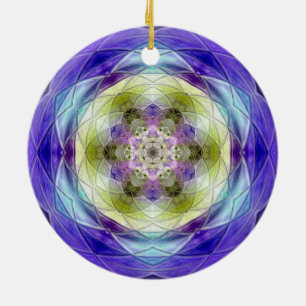 Amethyst Lila Olive Blue Blumen star Keramik Ornament