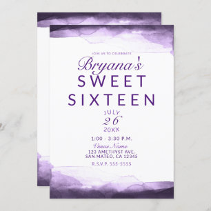 Amethyst Lila Plum Modern Chic Sweet 16 Party Einladung