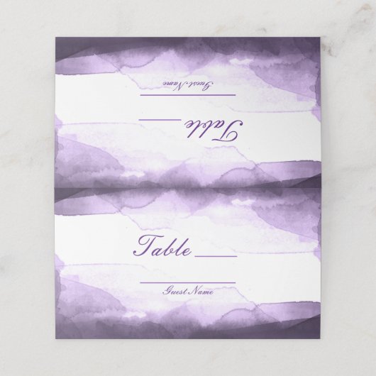 Amethyst Lila Plum Moderne Tischnummer Sitzplätze Platzkarte (Außenseite Aufgefaltet)