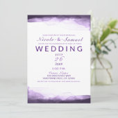 Amethyst Lila Plum Watercolor Moderne Hochzeit Einladung (Stehend Vorderseite)