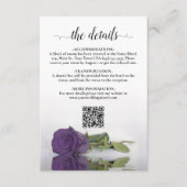 Amethyst Lila Rose Hochzeitdetails QR-Code Begleitkarte (Vorderseite)