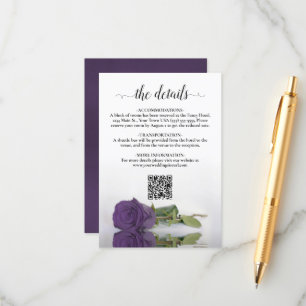 Amethyst Lila Rose Hochzeitdetails QR-Code Begleitkarte