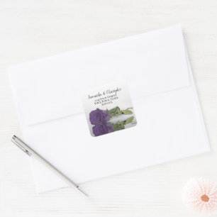 Amethyst Lila Rose Rücksendeadresse Umschlag Aufkl Quadratischer Aufkleber
