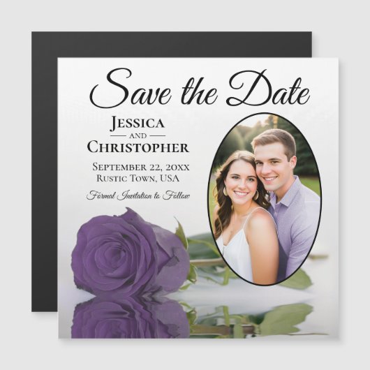 Amethyst Lila Rose Save the Date Foto Magnet (Vorne/Hinten)
