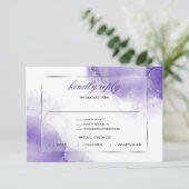 Amethyst Lila Script Silver RSVP Card Karte (Stehend Vorderseite)